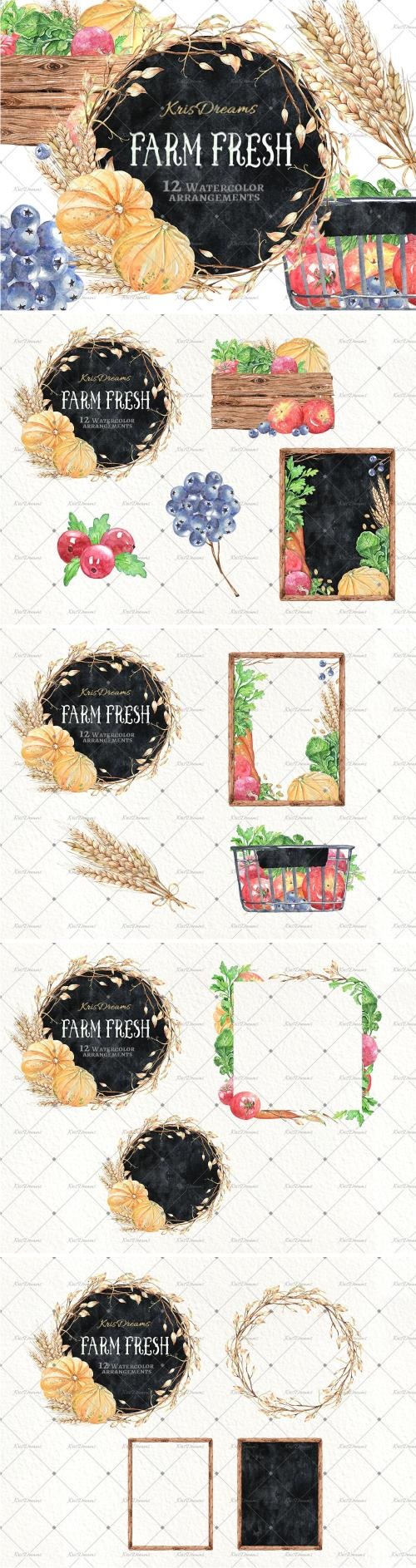 Farm Fresh Watercolor Arrangements - 2038758