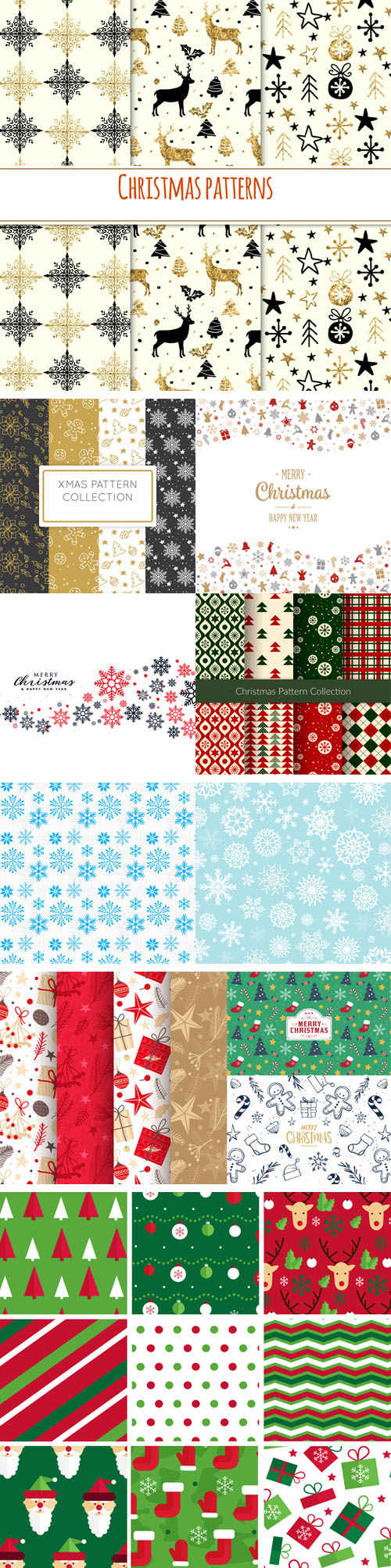 Elegant Christmas Patterns Collection in Vector