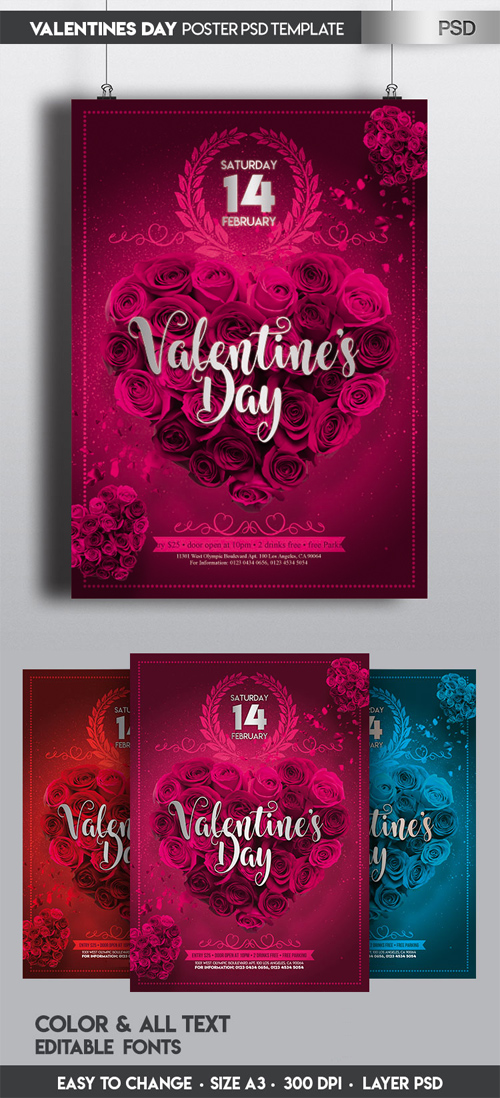 Valentine's Day Poster in PSD