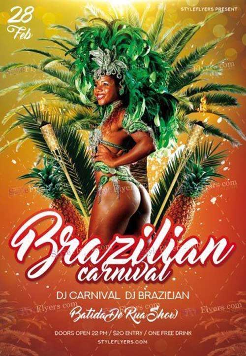 Brazilian Carnival V15 2018 PSD Flyer Template