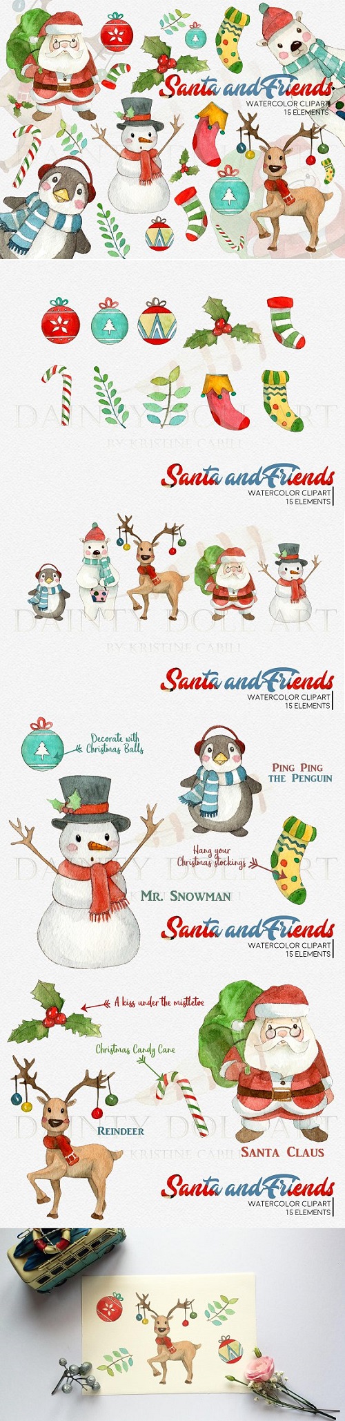 Watercolor Christmas Santa Clipart 2147124