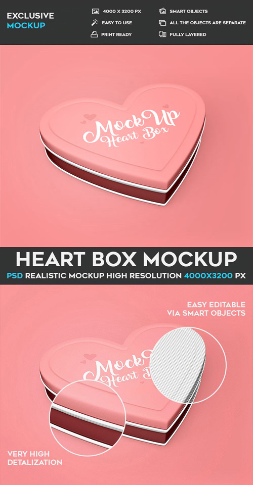 Heart Box - PSD Mockup