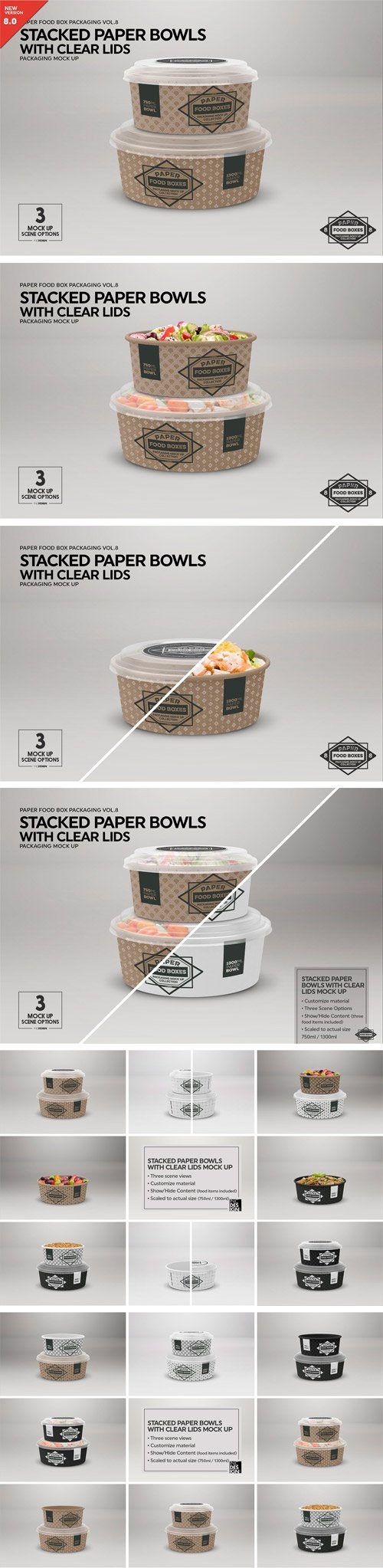 Stacked Paper Bowls Mock Up 2181789