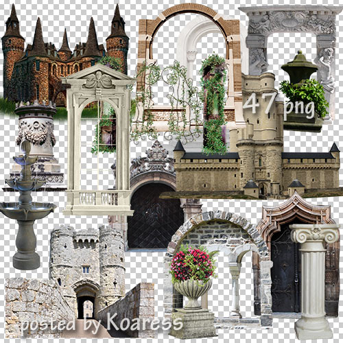 Клипарт png для дизайна - старинные замки, арки, фонтаны и другие элементы  ...