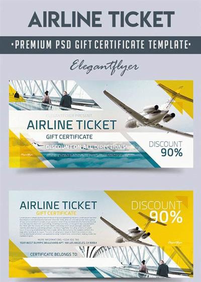 Airline Ticket V1 2018 Premium Gift Certificate PSD Template