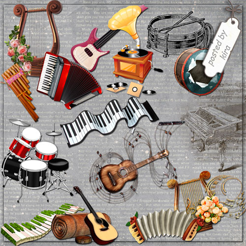 Клипарт - Скрипки, гитары, рояли и другие музыкальные инструменты