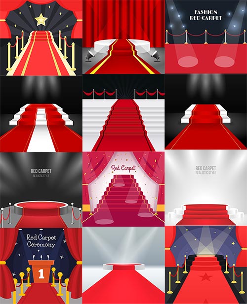      -  / Red carpet on stage - Vector