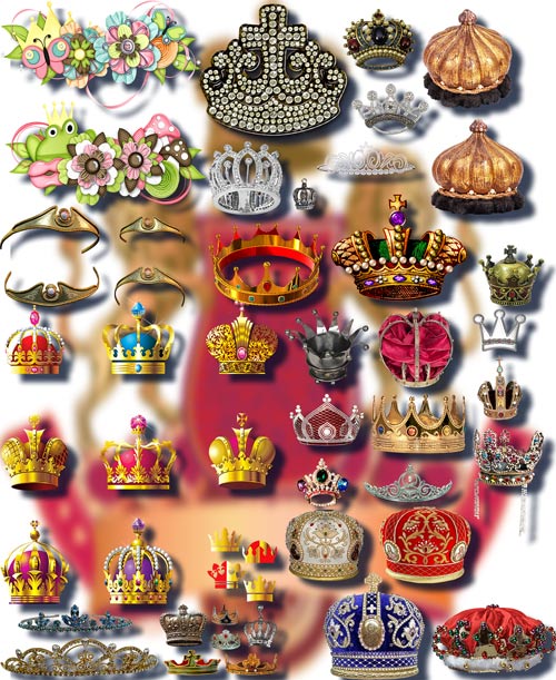 Клипарты для фотошопа на прозрачном фоне - Царские и королевские короны