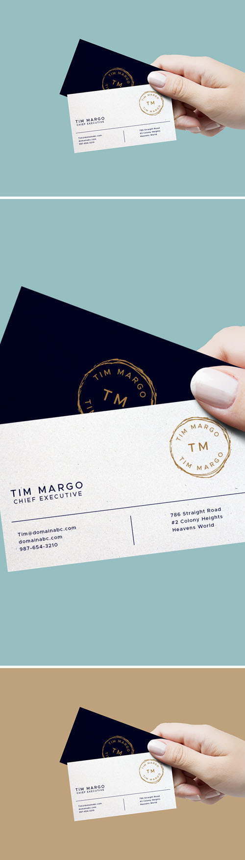 Hand Holding Business Cards PSD Mockup