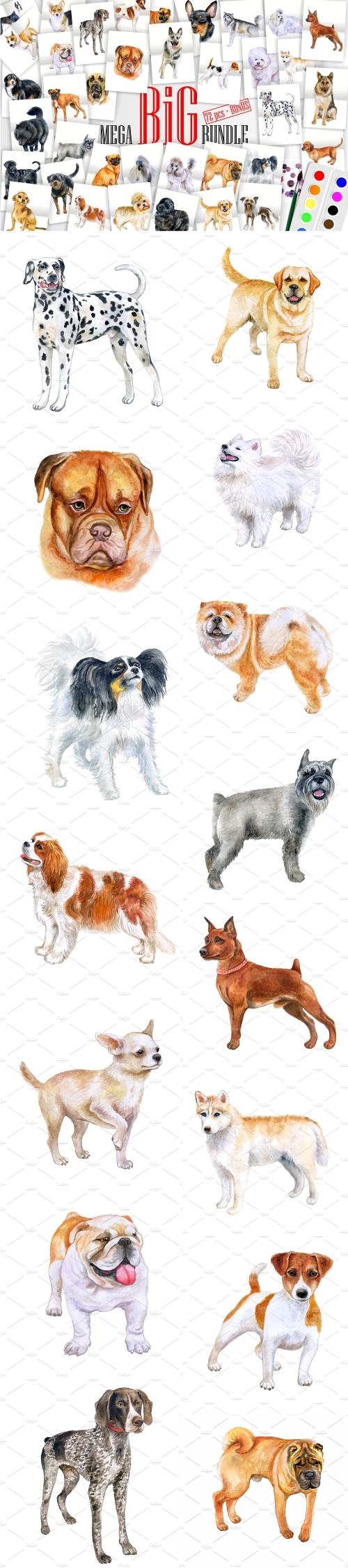 Watercolor Dogs BIG BUNDLE - 2391277