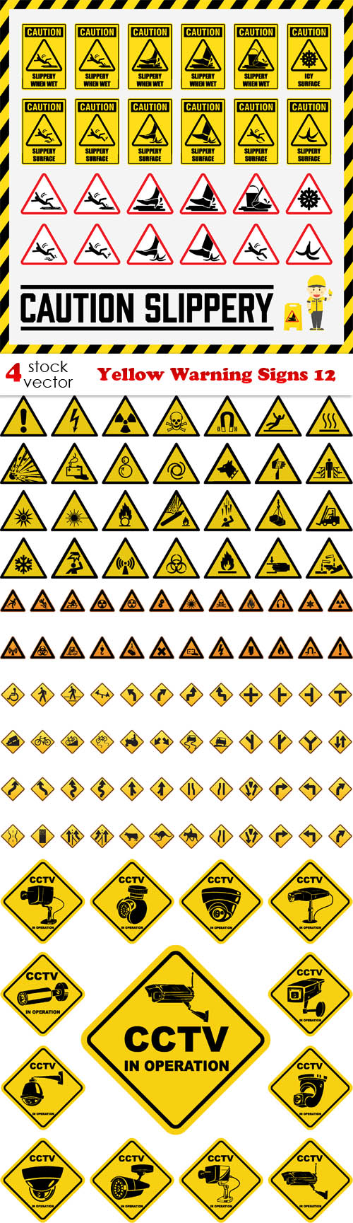 Vectors - Yellow Warning Signs 12