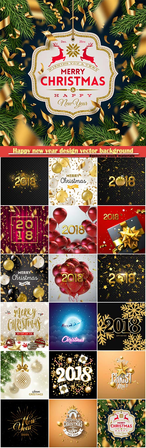 Happy new year design vector background with 2018