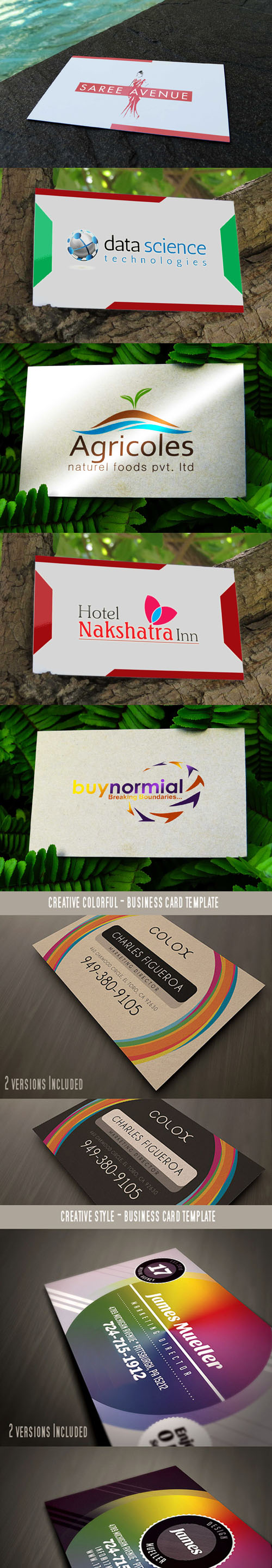 9 Colorful Business Card PSD Mockups Templates
