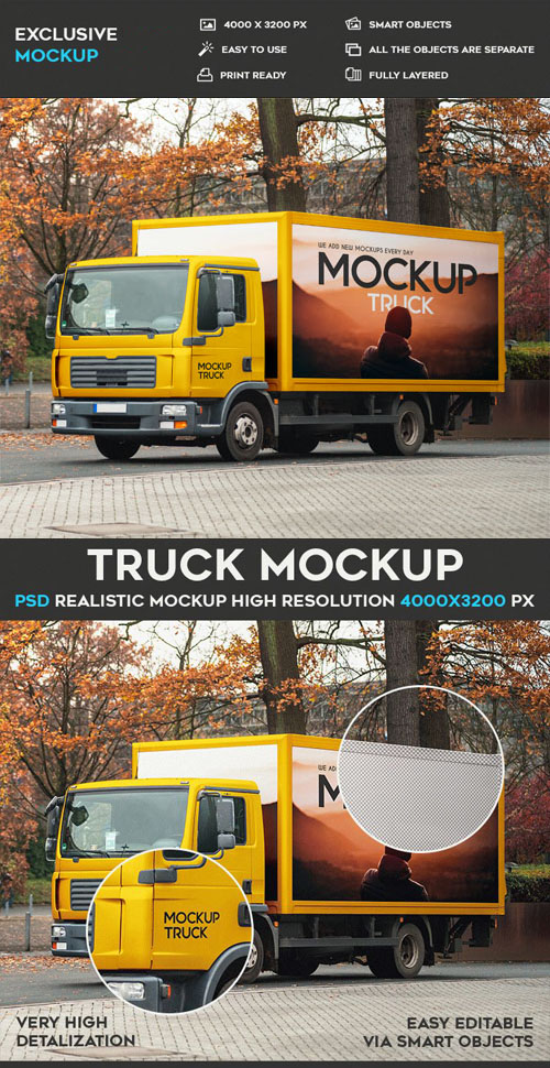 Truck PSD Mockup Template