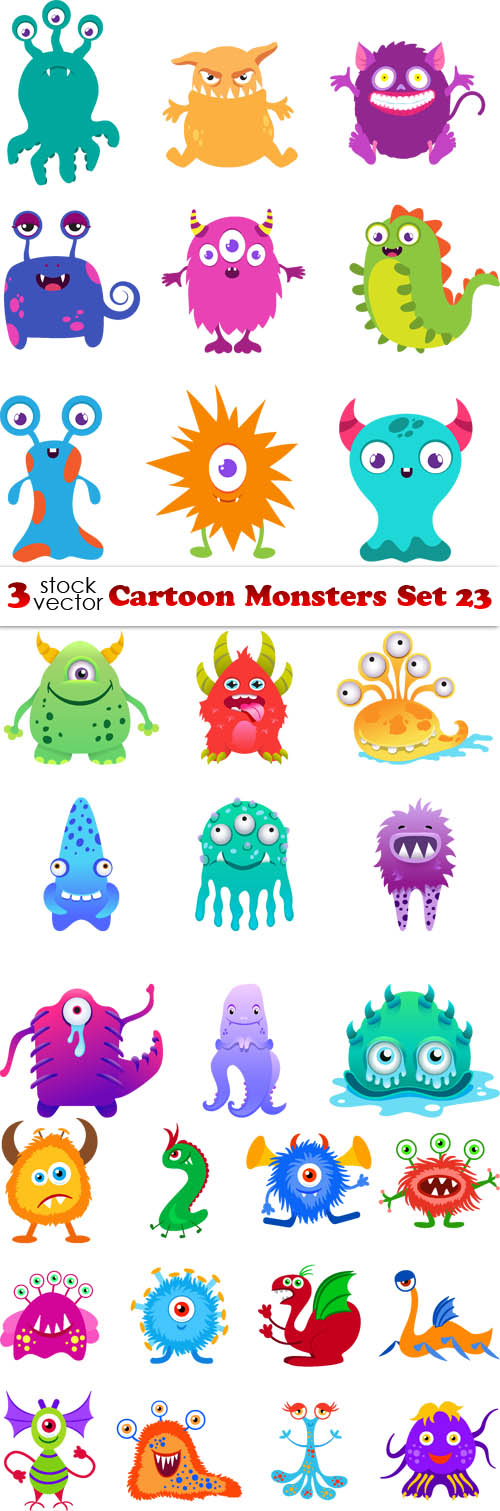 Vectors - Cartoon Monsters Set 23