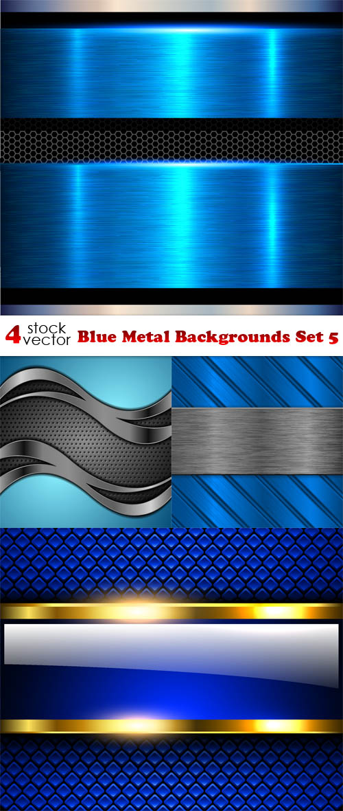 Vectors - Blue Metal Backgrounds Set 5