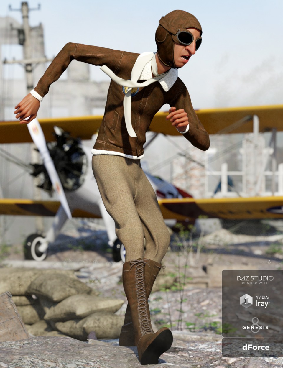 dForce Retro Aviator Outfit for Genesis 8 Male(s)